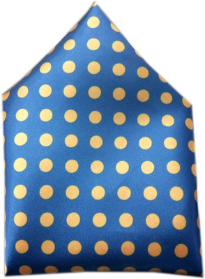 

Blacksmithh Polka Print Satin Pocket Square, Blue;yellow