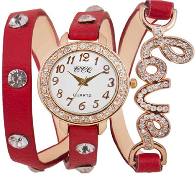 

Rokcy Analog Red Analog Diamond Fancy Love Round Watch Girl,s(Red)