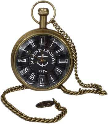 RoyaltyLane Unisex Antique Case Vintage Brass Rib Chain Quartz Pocket Watch WP-1611 Unisex Antique Case Vintage Brass Rib Chain Quartz Pocket Watch For Men Women - 1.8 Inch Brass Pocket Watch Chain   Watches  (RoyaltyLane)