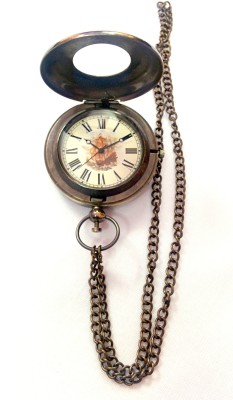 Artshai Push Button Design With Leather Case 2150 Anique Look Brass Pocket Watch Chain   Watches  (Artshai)