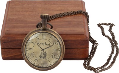 Artshai Ship Design With Wooden Box 2145 Anique Look Brass Pocket Watch Chain   Watches  (Artshai)