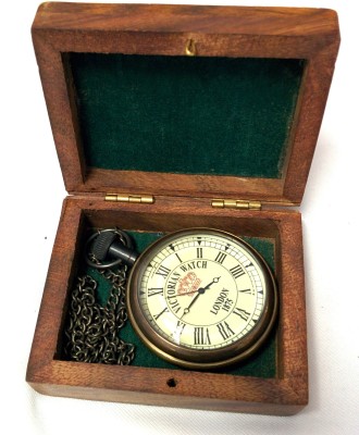 Artshai Victorian Design 2071 Anique Look Brass Pocket Watch Chain   Watches  (Artshai)
