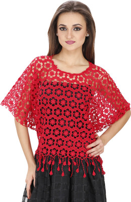 

Svt Ada Collections Poly Cotton Poncho, Red