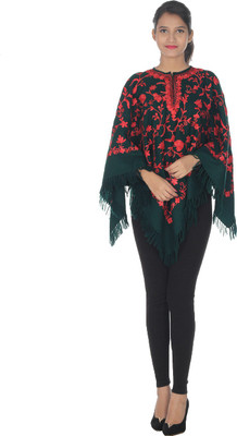 

Quetzal Woolen Poncho, Green;pink