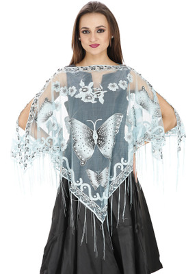 

Svt Ada Collections Polyester net fabrics Poncho, Sky blue