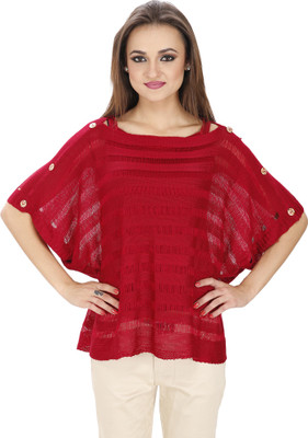 

Svt Ada Collections Knitted Fabric Poncho, Maroon