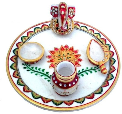 

Chitra Handicraft Marble Puja Thali Marble(1 Pieces, Multicolor)