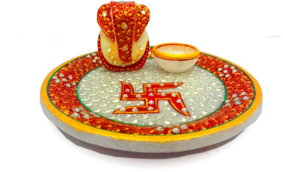 

HD Techno Crafts Ganesha and Swastik Marble(3 Pieces, Multicolor)