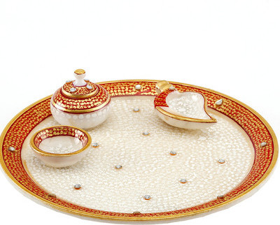 

Traditional Rajasthan Marvel - Gold Embossed Aarti Marble(4 Pieces, Gold)