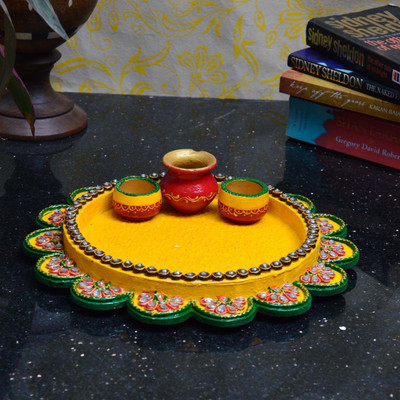 

eCraftIndia Radiant with Kalash Ceramic, Wooden(1 Pieces, Yellow, Red, Green)