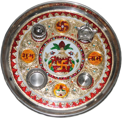 

Sarvsiddhi Steel Meenakari Thali Set Big Steel(1 Pieces, Multicolor)