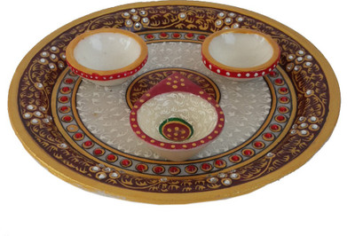 

DivineCrafts Makrana Marble Kundan Studded Multiutility Marble(1 Pieces, Multicolor)