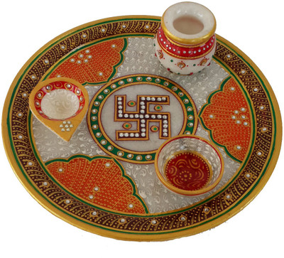 

DivineCrafts Makrana Marble Kundan Studded Multiutility Marble(1 Pieces, Multicolor)