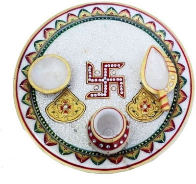 

Chitra Handicraft Marble Puja Thali Marble(1 Pieces, Multicolor)