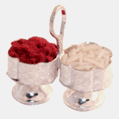 

G S Museum Naxi Roli Chawal Container Silver Plated(1 Pieces, Silver)