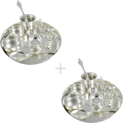 

GoldGiftIdeas 8 Inch Mangalmay Combo of Two Silver Plated(22 Pieces, Silver)