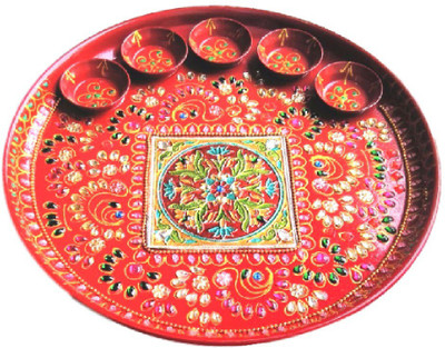 

Divine Temples Rakhi Pooja Thali Steel(6 Pieces, Red)