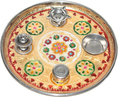 

Sarvsiddhi Steel Meenakari Thali Set Small Steel(1 Pieces, Multicolor)