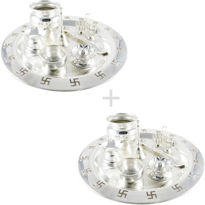 

GoldGiftIdeas 9 Inch Swastik Combo of Two Silver Plated(16 Pieces, Silver)