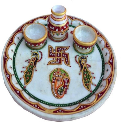 

Chitra Handicraft Marble Puja Thali Marble(1 Pieces, Multicolor)