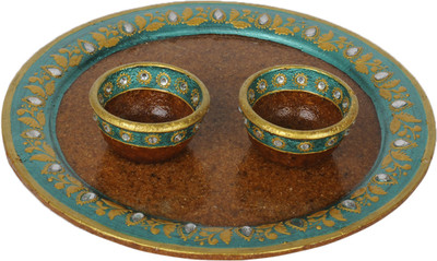 Indus Stone Polyresin Pooja & Thali Set(3 Pieces, Blue) Indus Stone Polyresin Pooja & Thali Set(3 Pieces, Blue)