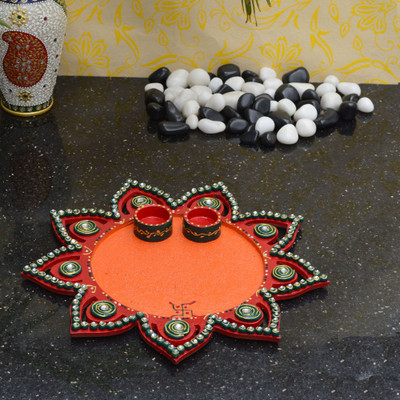 

eCraftIndia Decorative Ceramic, Wooden(1 Pieces, Orange, Red)