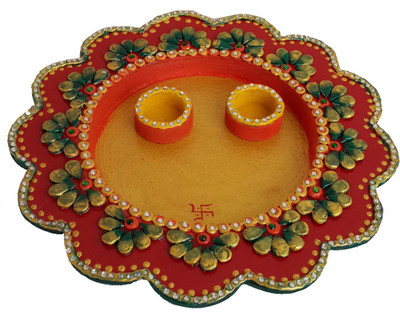 

DivineCrafts Papier-Mache Kundan-Beads Studded Wooden(1 Pieces, Multicolor)
