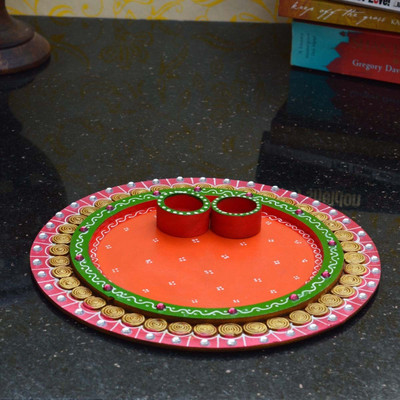 

eCraftIndia Radiant Ceramic, Wooden(1 Pieces, Pink, Orange, Green)