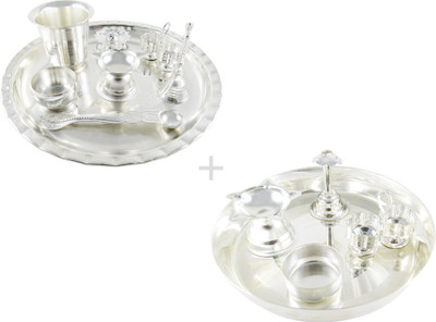 

GoldGiftIdeas 8 Inch Arpan + 6PS Combo of Two Silver Plated(13 Pieces, Silver)