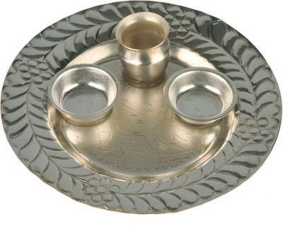 

Abhushan Plate With Small Bowls Silver Plated(1 Pieces, Silver)