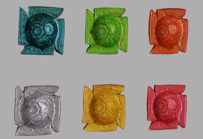 

Indigo Creatives 6 Color Designer Swastika Style Diya Earthenware Set Plastic(6 Pieces, Multicolor)