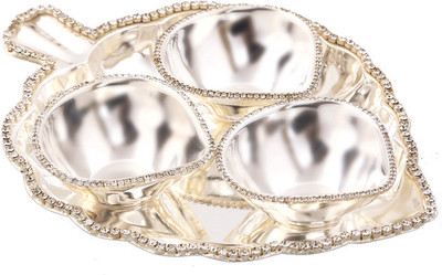 

Ojas Diamond Pimpal Pan Silver Plated(4 Pieces, Silver)