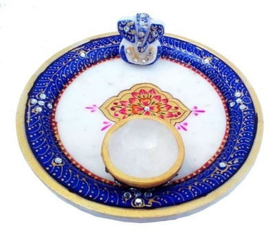 Chitra Handicraft Marble Puja Thali Marble(1 Pieces, Blue)