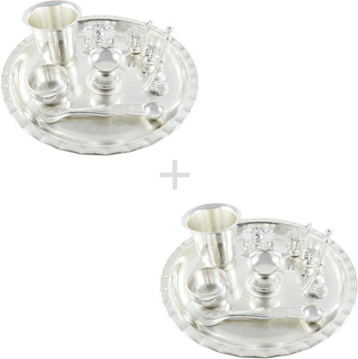 

GoldGiftIdeas 8 Inch Arpan Combo of Two Silver Plated(16 Pieces, Silver)