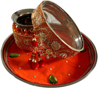 

Unique Arts Orange Karwa Chauth Stainless Steel(3 Pieces, Orange)