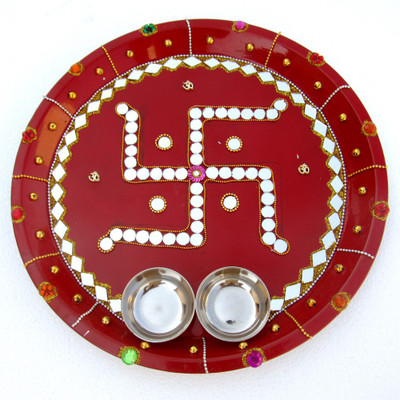 

Shree Sai Laal Colored Designer Round Shape Sathiya Steel(1 Pieces, Red)