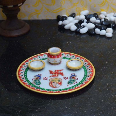 

eCraftIndia Lord Ganesha with Peacock Marble(4 Pieces, Multicolor)