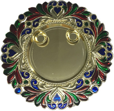 

Suman Creations Decorated Pooja Plate with 2 vatti Plastic(1 Pieces, Gold)