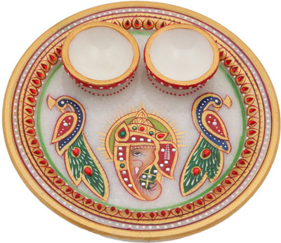 

JaipurCrafts Ganesha With Peacock Marble(3 Pieces, Multicolor)