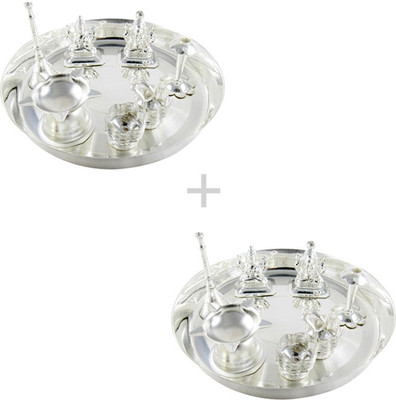 

GoldGiftIdeas 7 Inch Traditional Combo of Two Silver Plated(14 Pieces, Silver)