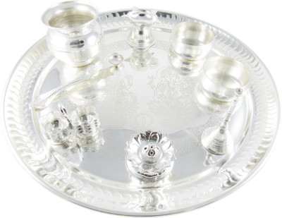 

GoldGiftIdeas 12 Inch Premium Shubh Labh Silver Plated(9 Pieces, Silver)