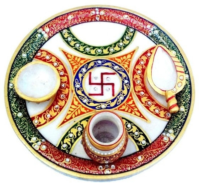 

Chitra Handicraft Marble Puja Thali Marble(1 Pieces, Multicolor)