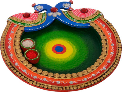 eCraftIndia Designer Peocock Wooden(3 Pieces, Green, Blue) at flipkart