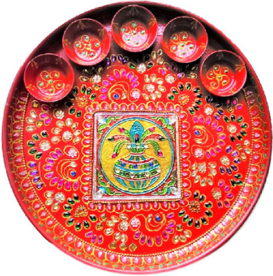 

Divine Temples Rakhi Pooja Thali Steel(6 Pieces, Red)