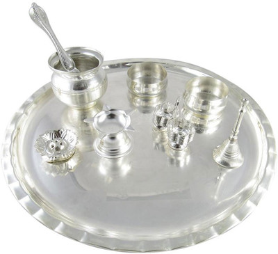 

GoldGiftIdeas 12 Inch Shubh Labh Silver Plated(9 Pieces, Silver)