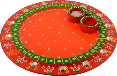 

eCraftIndia Crystal Studded Wooden(3 Pieces, Orange, Green)
