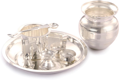

Ojas Taman Gadwa Set Silver Plated(7 Pieces, Silver)