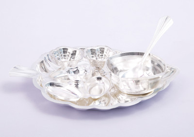 

Ojas Pimpal Pan Silver Plated(6 Pieces, Silver)