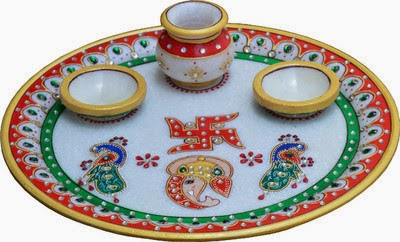 

JaipurCrafts Lord Ganesha with Peacock Marble(4 Pieces, Multicolor)