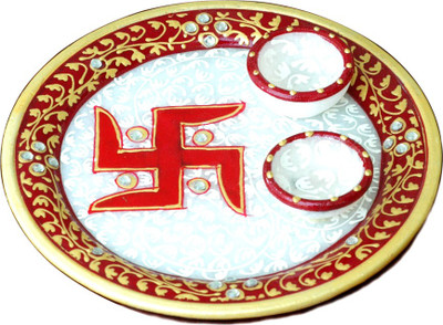 

Shreeng Double diya pooja plate Marble(1 Pieces, Multicolor)